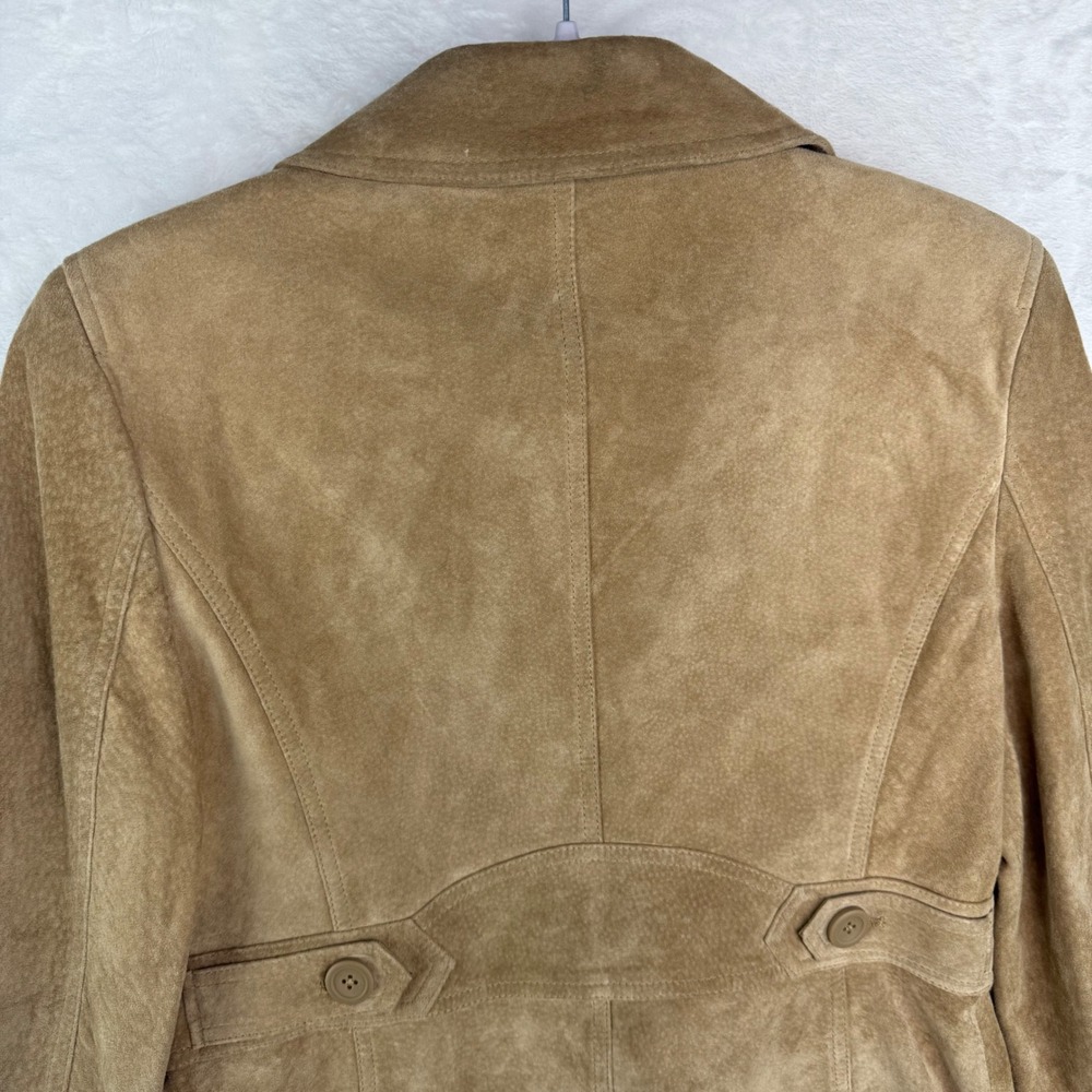Ann Taylor Loft Tan Suede Leather Blazer Jacket Womens Size 8 Two Button Camel - Picture 7 of 8